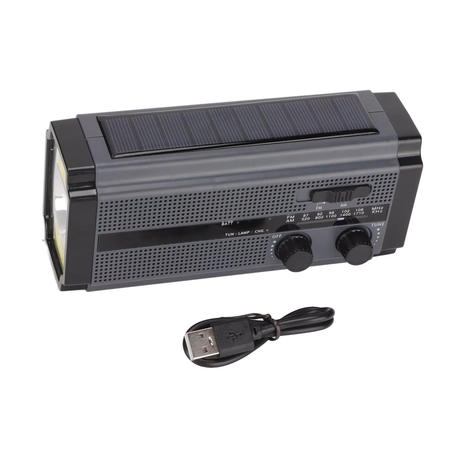 Solar Hand Crank Radio Emergency Weather 5000mAh Power Bank Flash Light Black-2