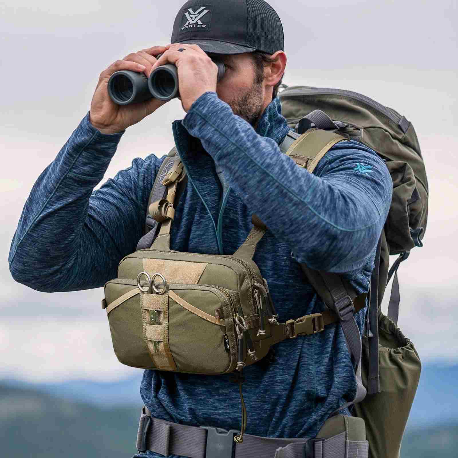 Votagoo Fishing Chest Pack, Fly Fishing Bag for Men and Women, Tackle and Fly Boxes Storage Pack, Hunting Binocular Pack-1