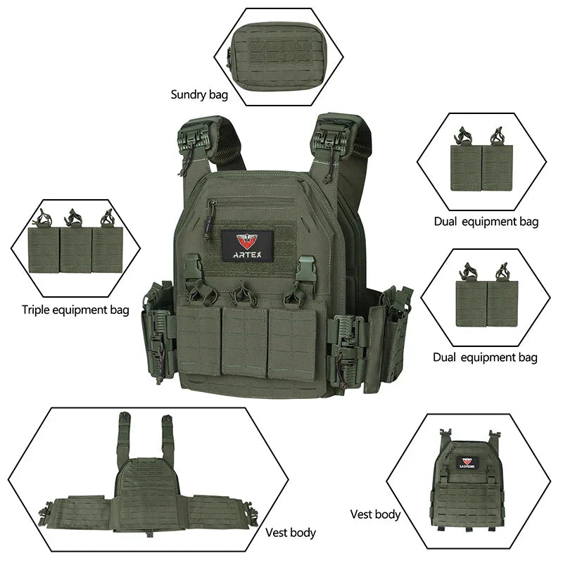 Tactical Plate Carrier Vest Quick Release Green-1