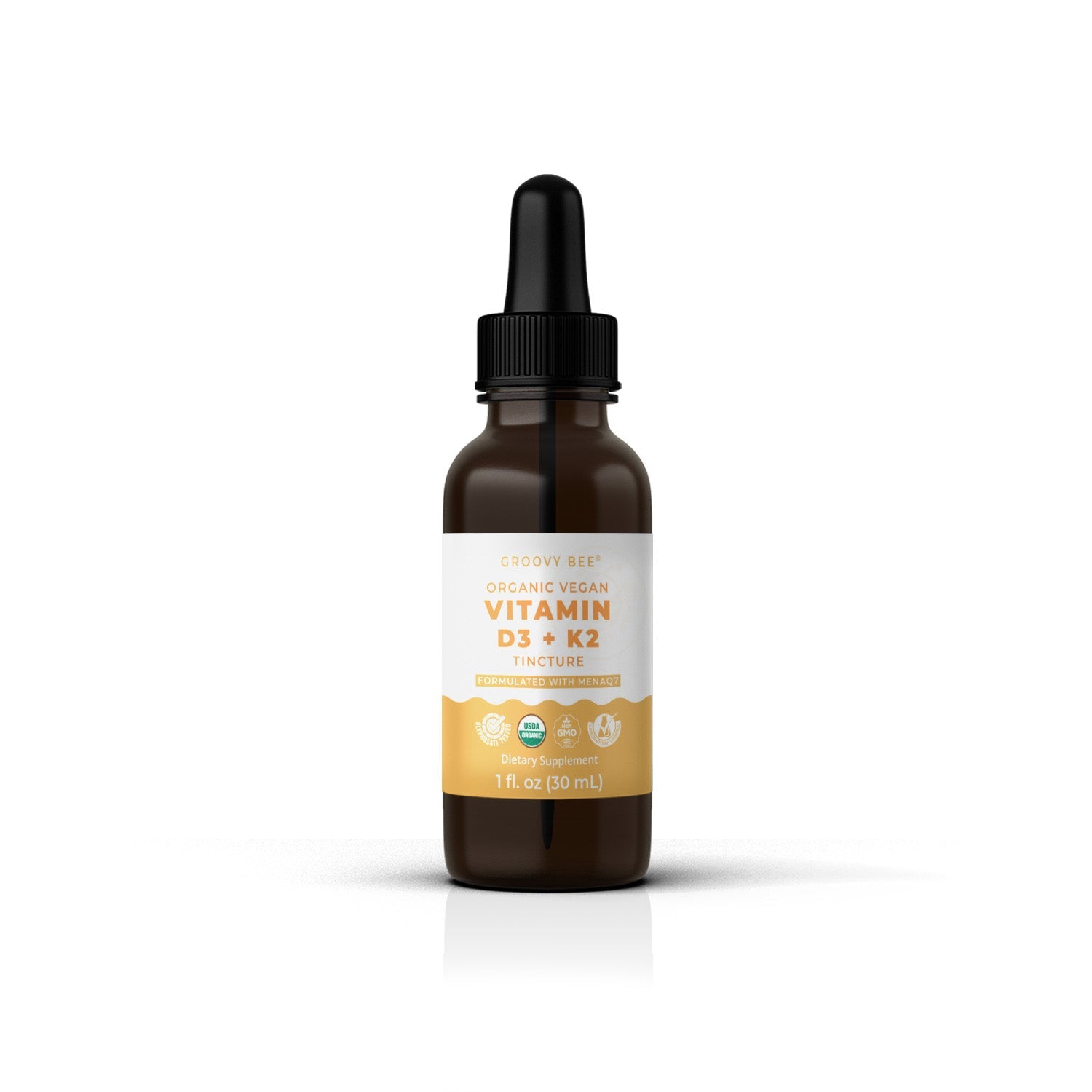 Organic Vegan Vitamin D3 + K2 Tincture (Formulated with MenaQ7) 1 fl. oz (30 ml)