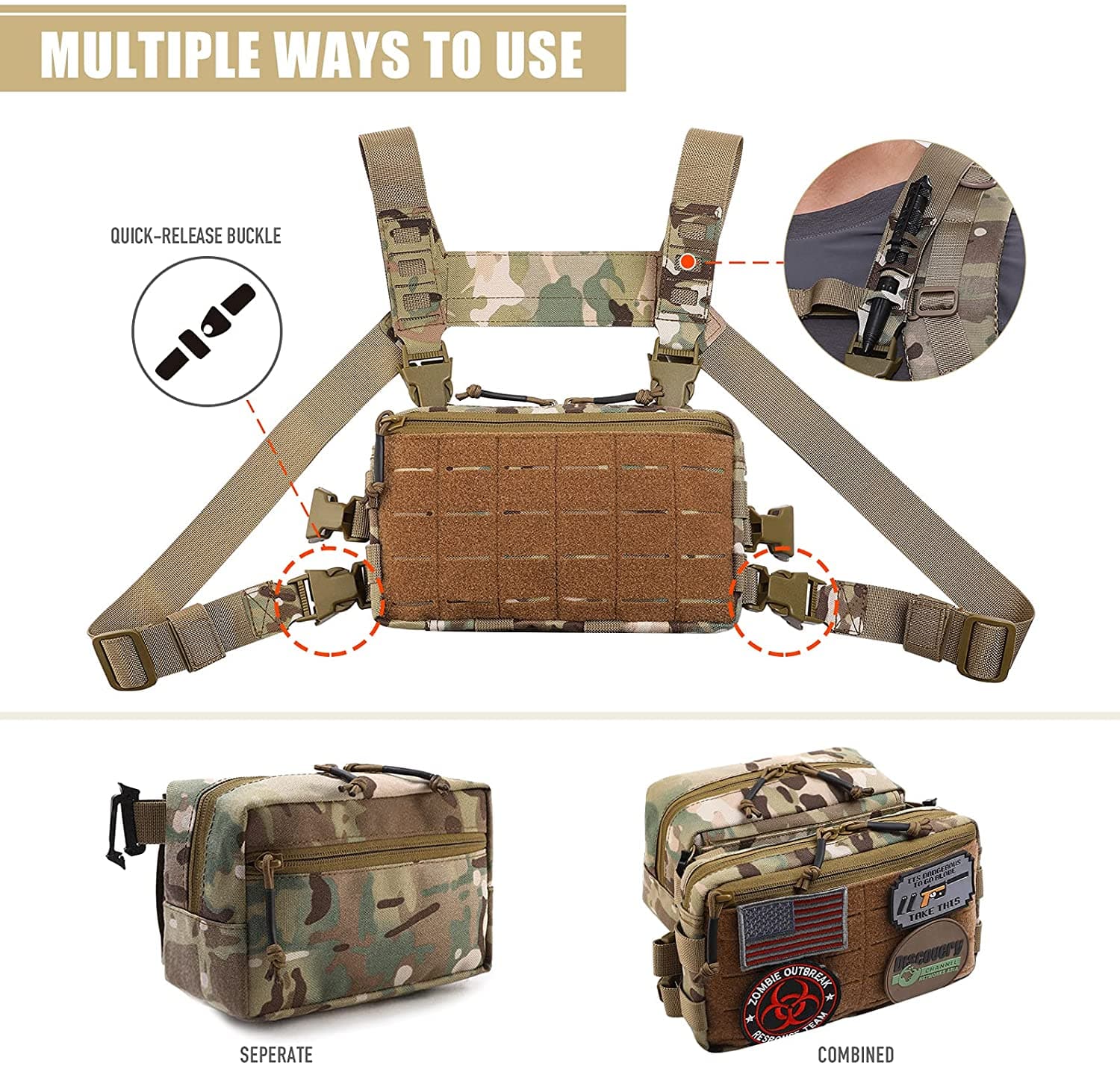 Tactical Chest Rig / Sub Abdominal Pouch Set-4