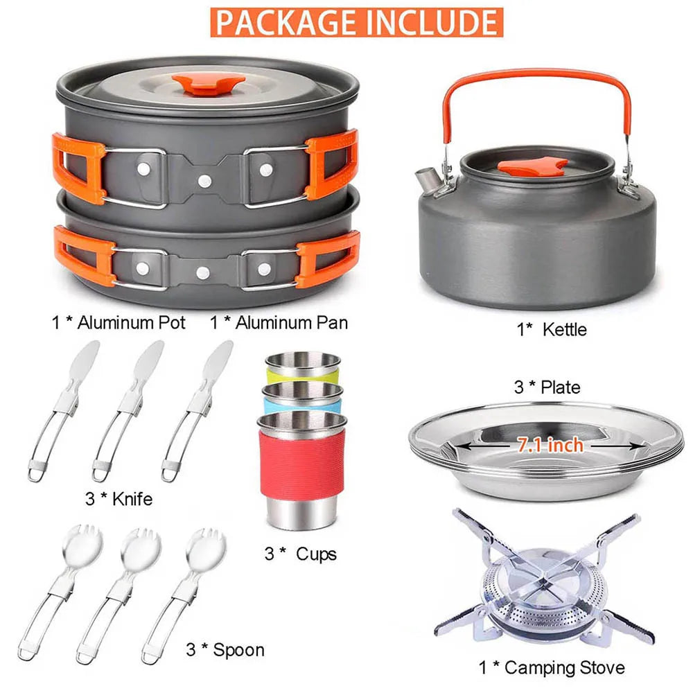 Camping Cookware Kit Orange-1