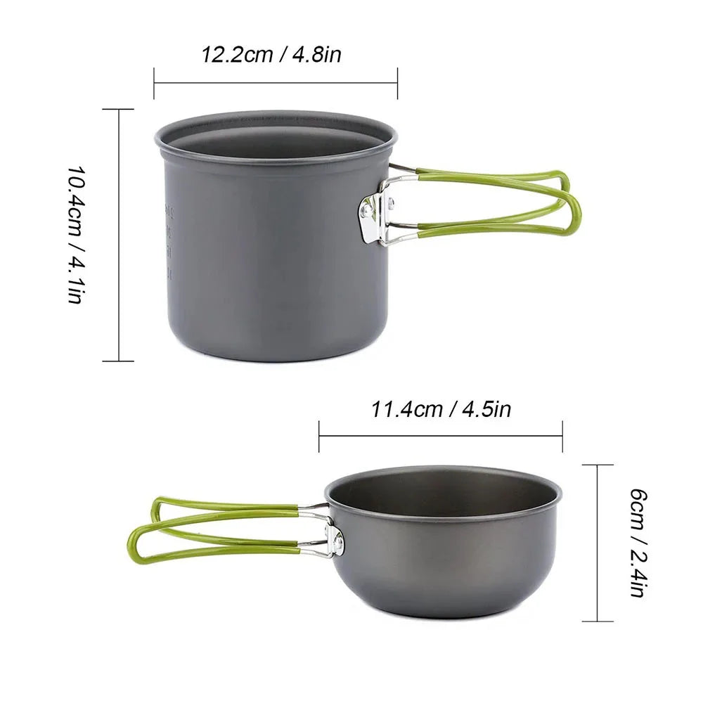 Camping Cookware Kit with Stove Green-1