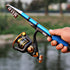36cm Portable Telescopic Sea Fishing Rod Mini Fishing Pole, Extended Length : 2.1m, Blue Clip Reel Seat