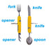 6-in-1 Stainless Steel Travel / Camping Folding Cutlery Set, Spoon + Fork + Knife +  Bottle Opener Set(Blue)