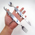 6-in-1 Stainless Steel Travel / Camping Folding Cutlery Set, Spoon + Fork + Knife +  Bottle Opener Set(Blue)