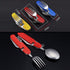 6-in-1 Stainless Steel Travel / Camping Folding Cutlery Set, Spoon + Fork + Knife +  Bottle Opener Set(Blue)