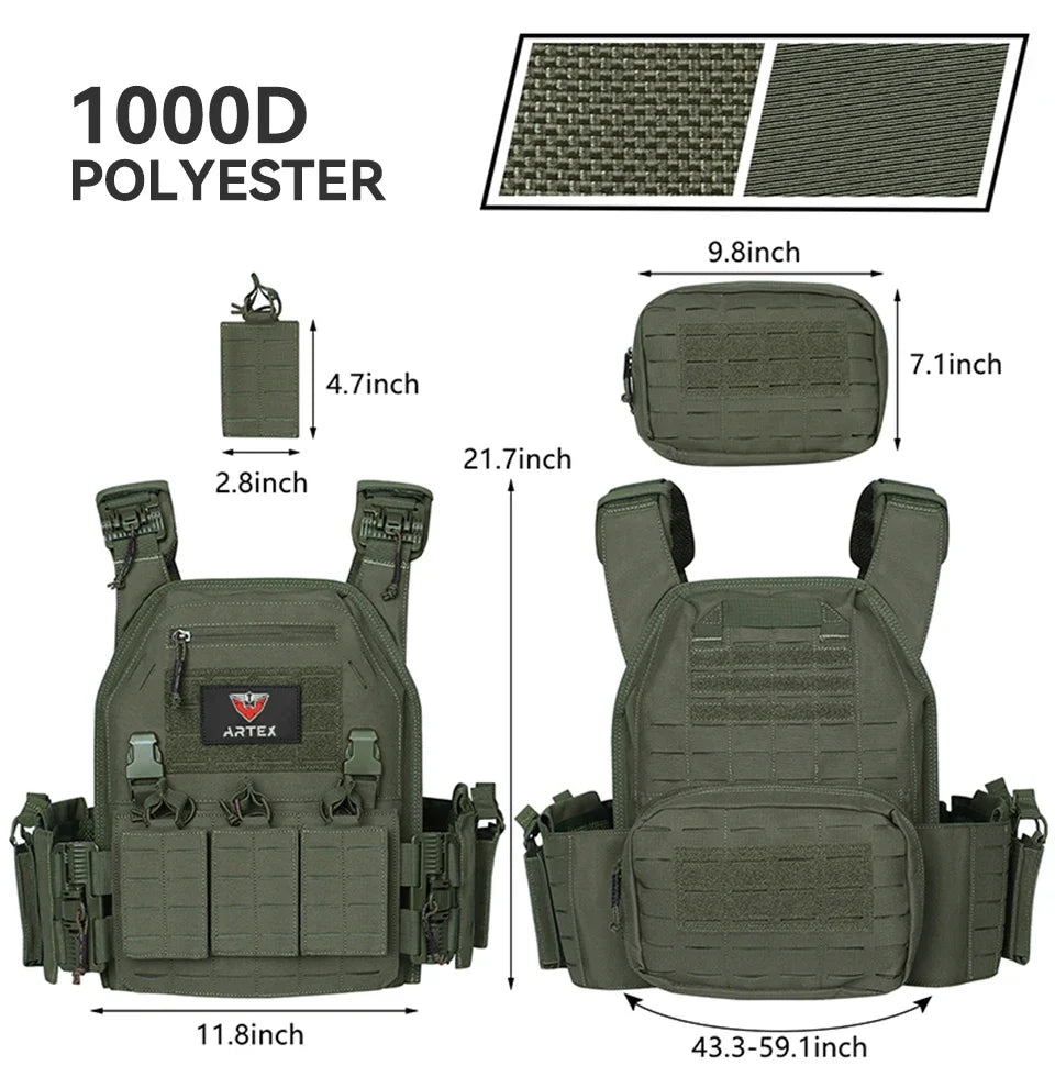 Tactical Plate Carrier Vest Quick Release Green-3