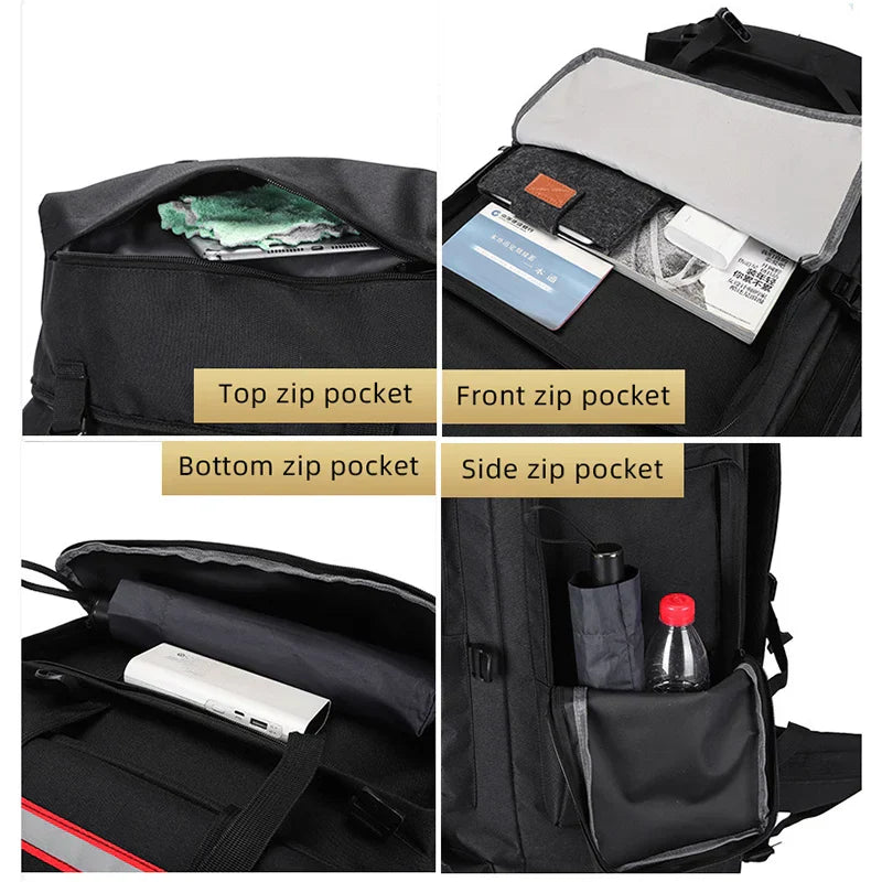 Tactical Backpack with Reflective Strips Black-4