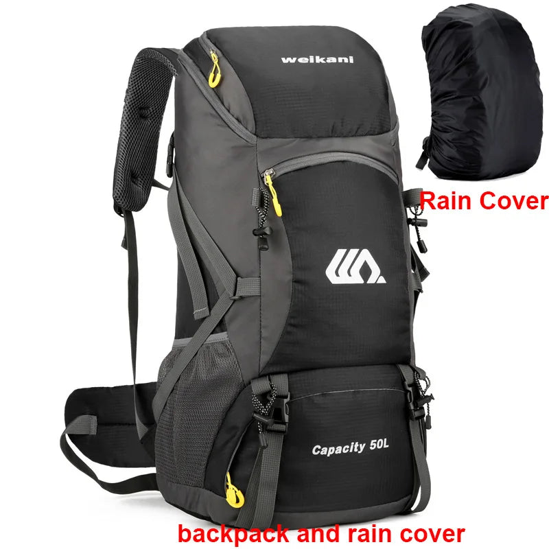 NNEOBA 50L Waterproof Travel Backpack Rucksack Black-2