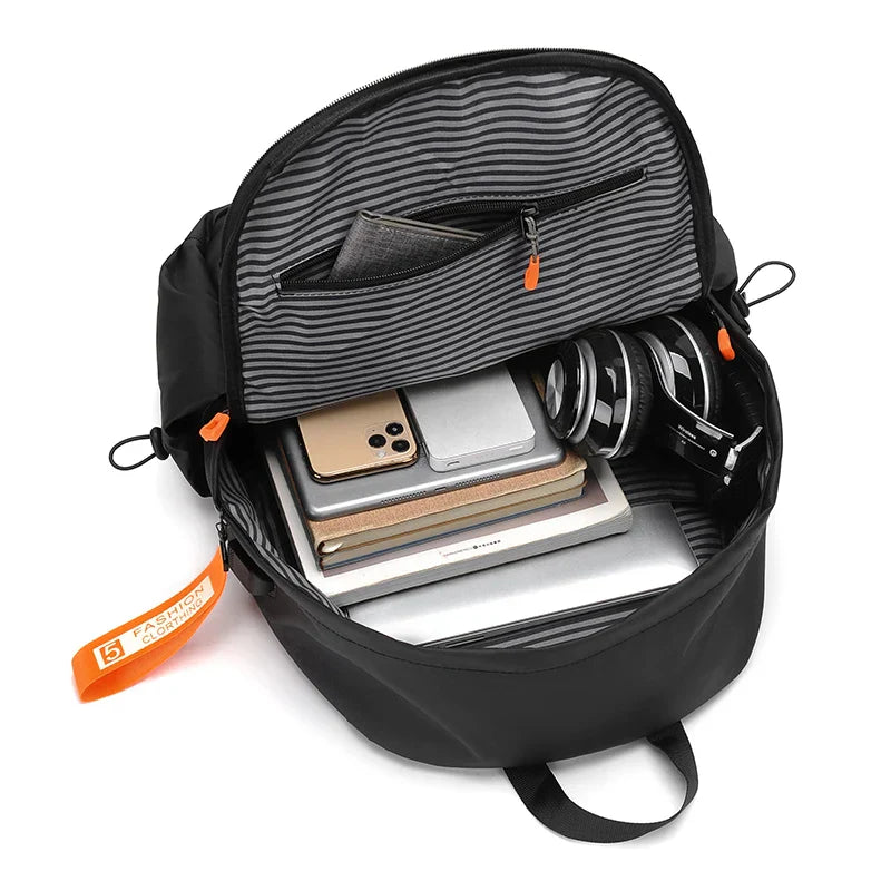 Waterproof Oxford Backpack Durable Travel Black-4
