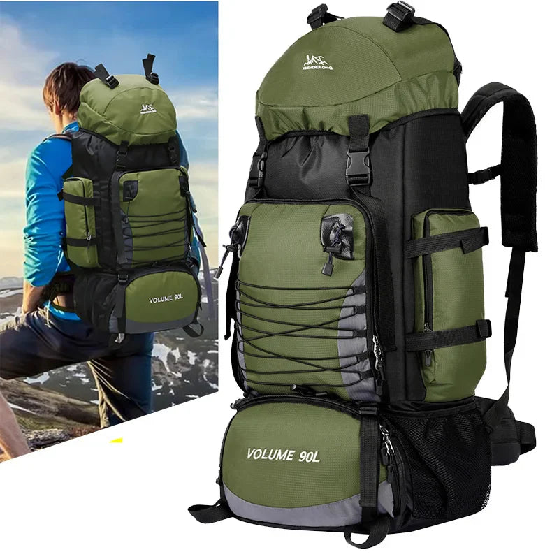 NNEOBA 90L Tactical Camping Backpack Military-Style Green-2