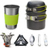 Camping Cookware Kit with Stove Green-0