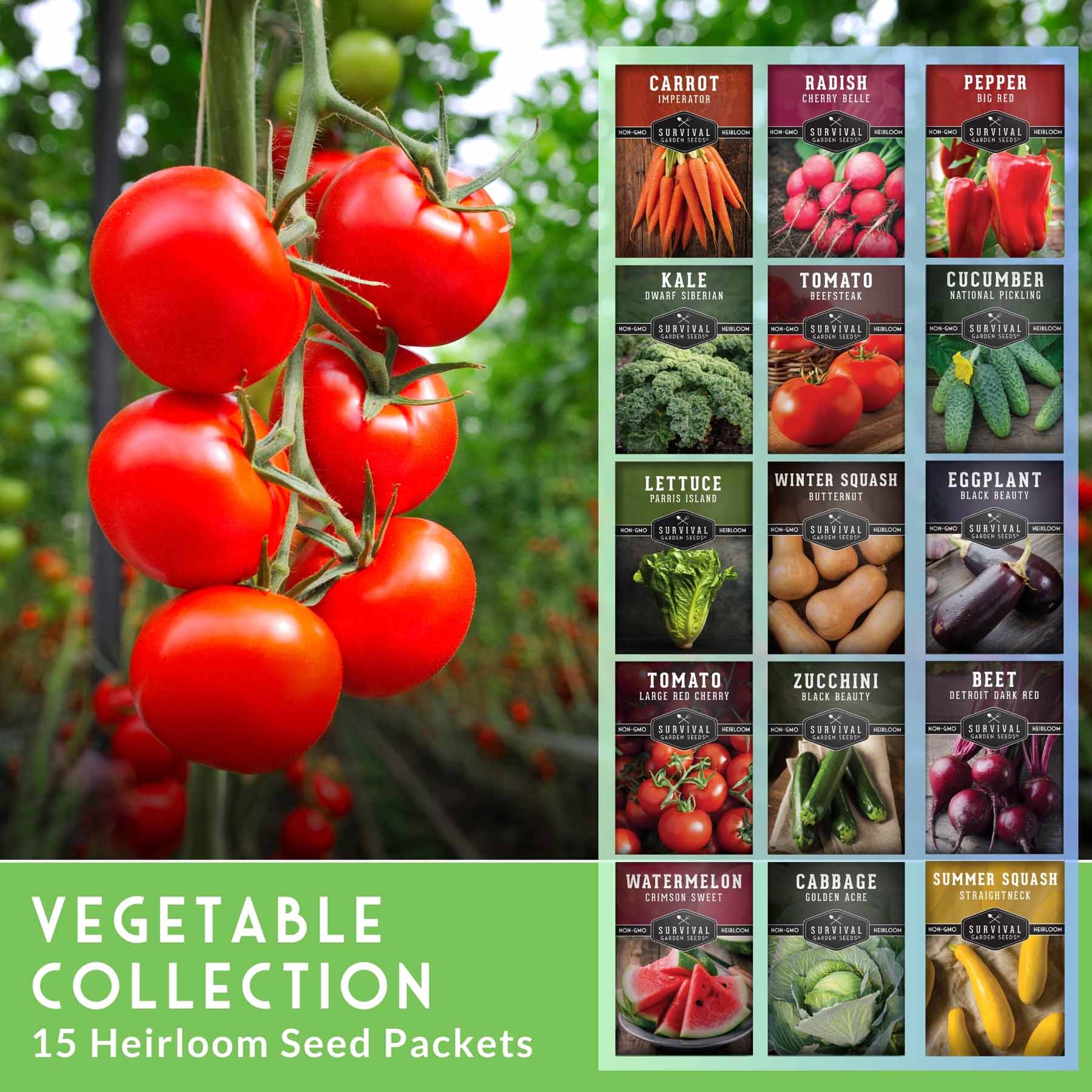 Vegetable Garden Collection - 15 Packs of Vegetable Seeds
