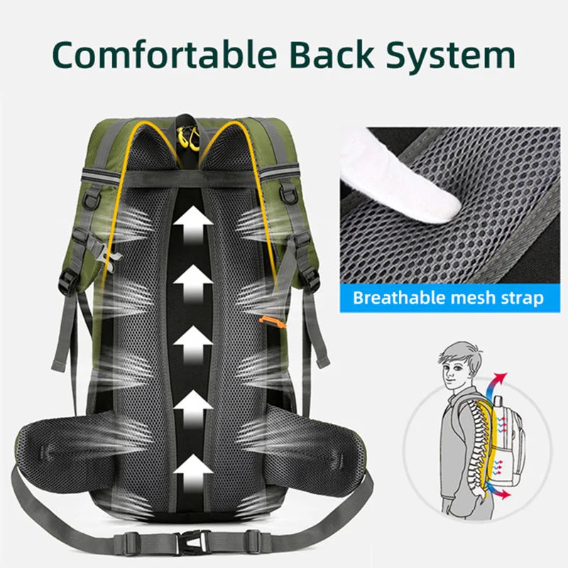 NNEOBA 50L Waterproof Travel Backpack Rucksack Black-4