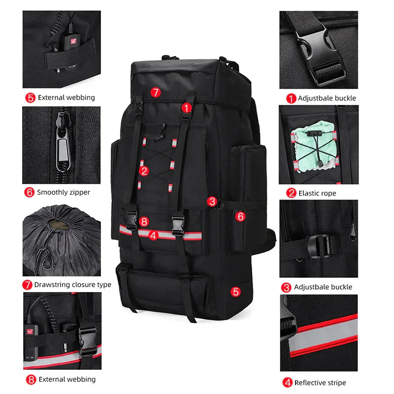 Tactical Backpack with Reflective Strips Black-3