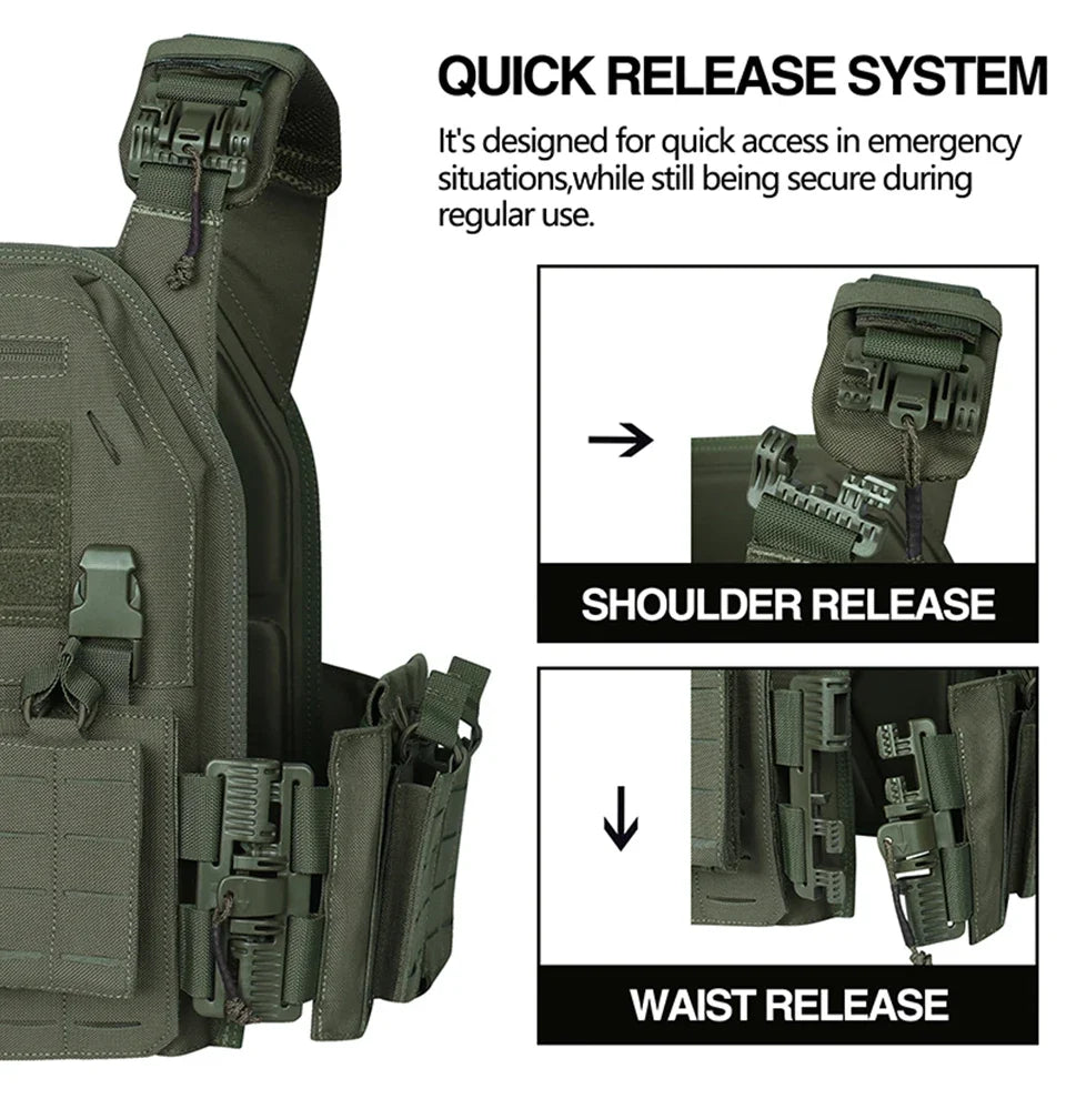 Tactical Plate Carrier Vest Quick Release Green-2