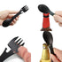 2 PCS  5 in 1 Multi-functional Outdoor Tools Stainless Steel Camping Survival EDC Kit Practical Fork Knife Spoon Bottle/Can Opener(Black)