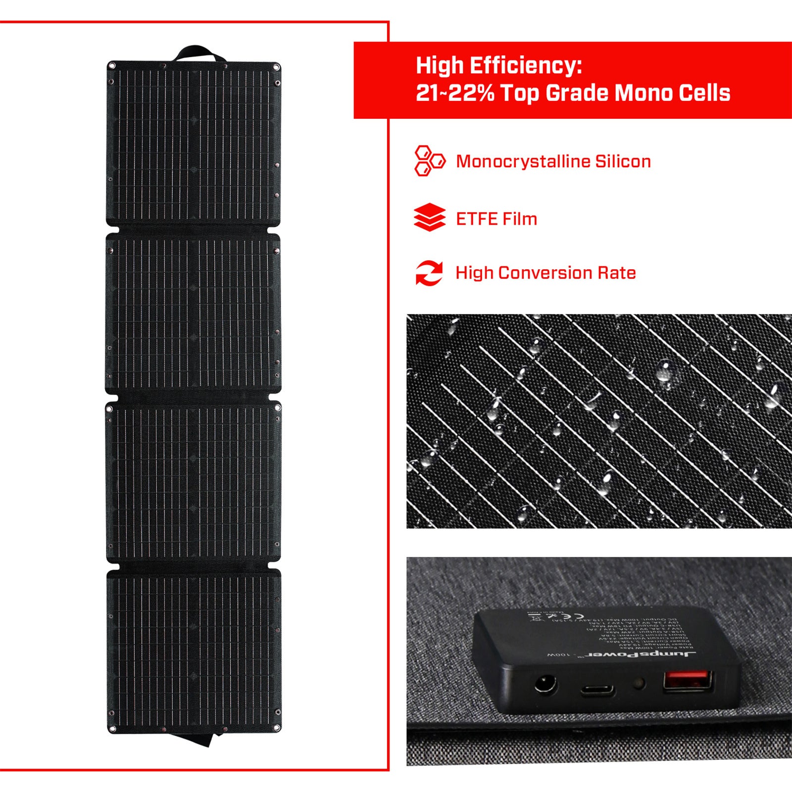 NNEDSZ 100W Solar Panel Portable Charger JumpsPower Power Generator Foldable-4
