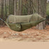 NNEDSZ Military Green Outdoor Camping Hammock with Mosquito Net, Anti-Tip Nylon Fabric, Single/Double Person Quick-Setup Hammock-0