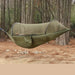 NNEDSZ Military Green Outdoor Camping Hammock with Mosquito Net, Anti-Tip Nylon Fabric, Single/Double Person Quick-Setup Hammock-0